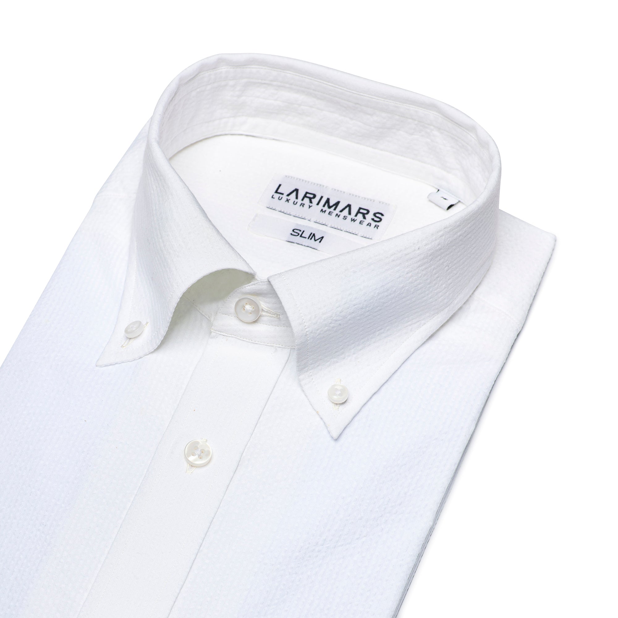 Folded Slim Fit White Cotton Shirt