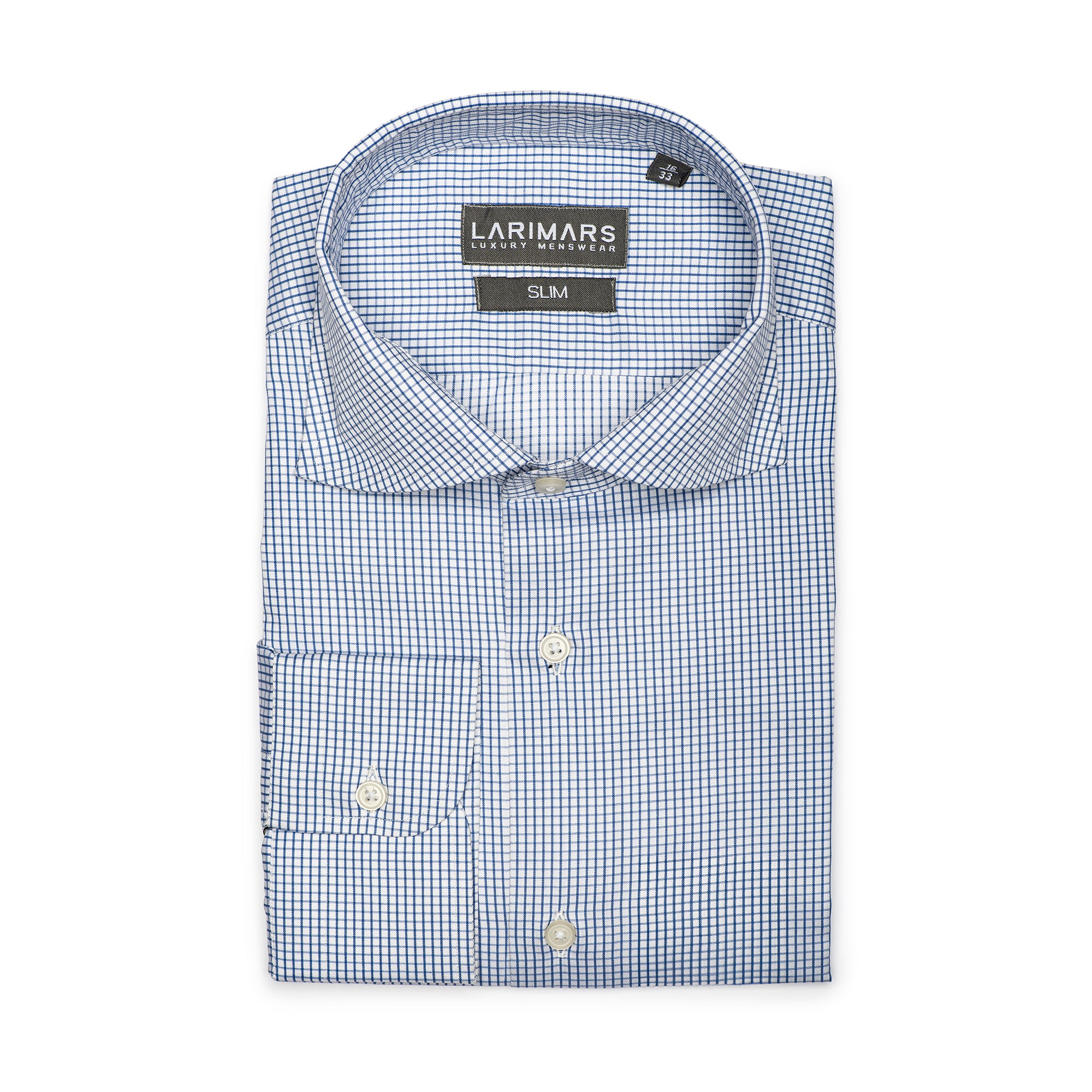 Light Blue Twill Check Cotton Shirt for Men