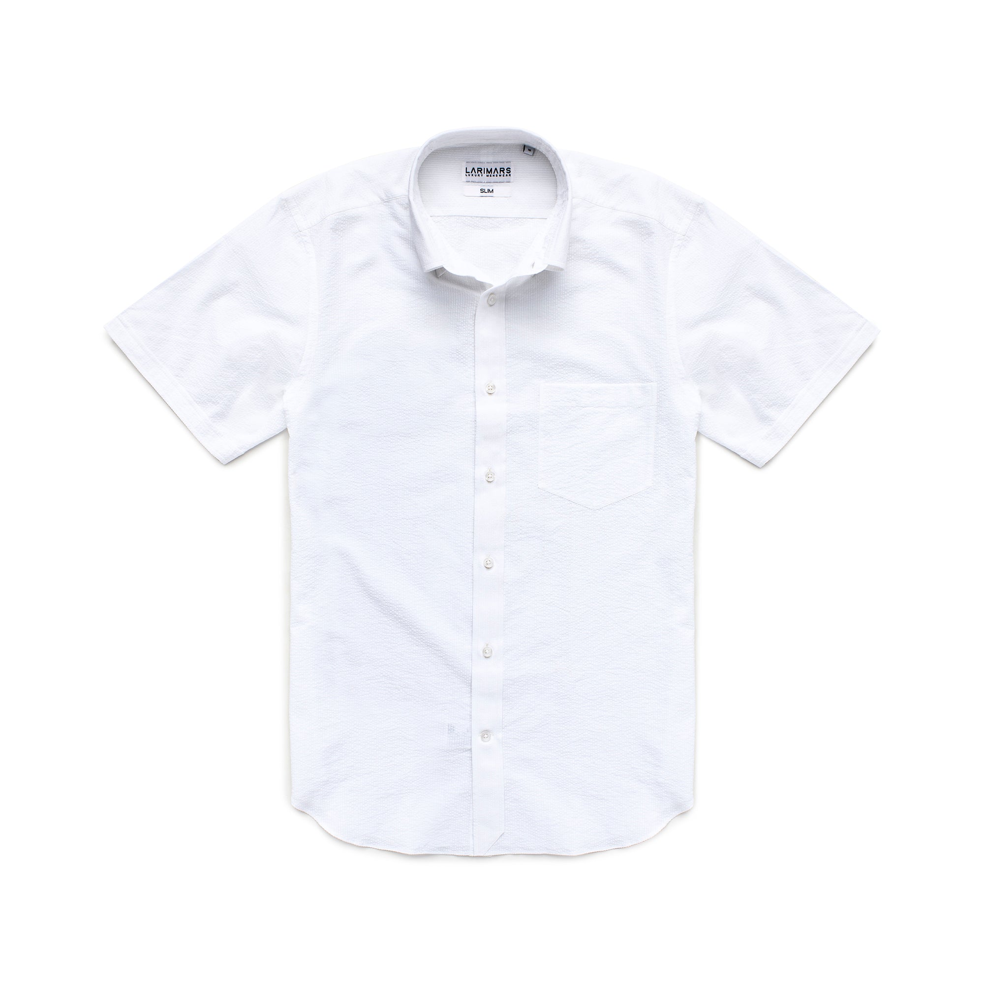 White Seersucker Half Sleeve Shirt for Men