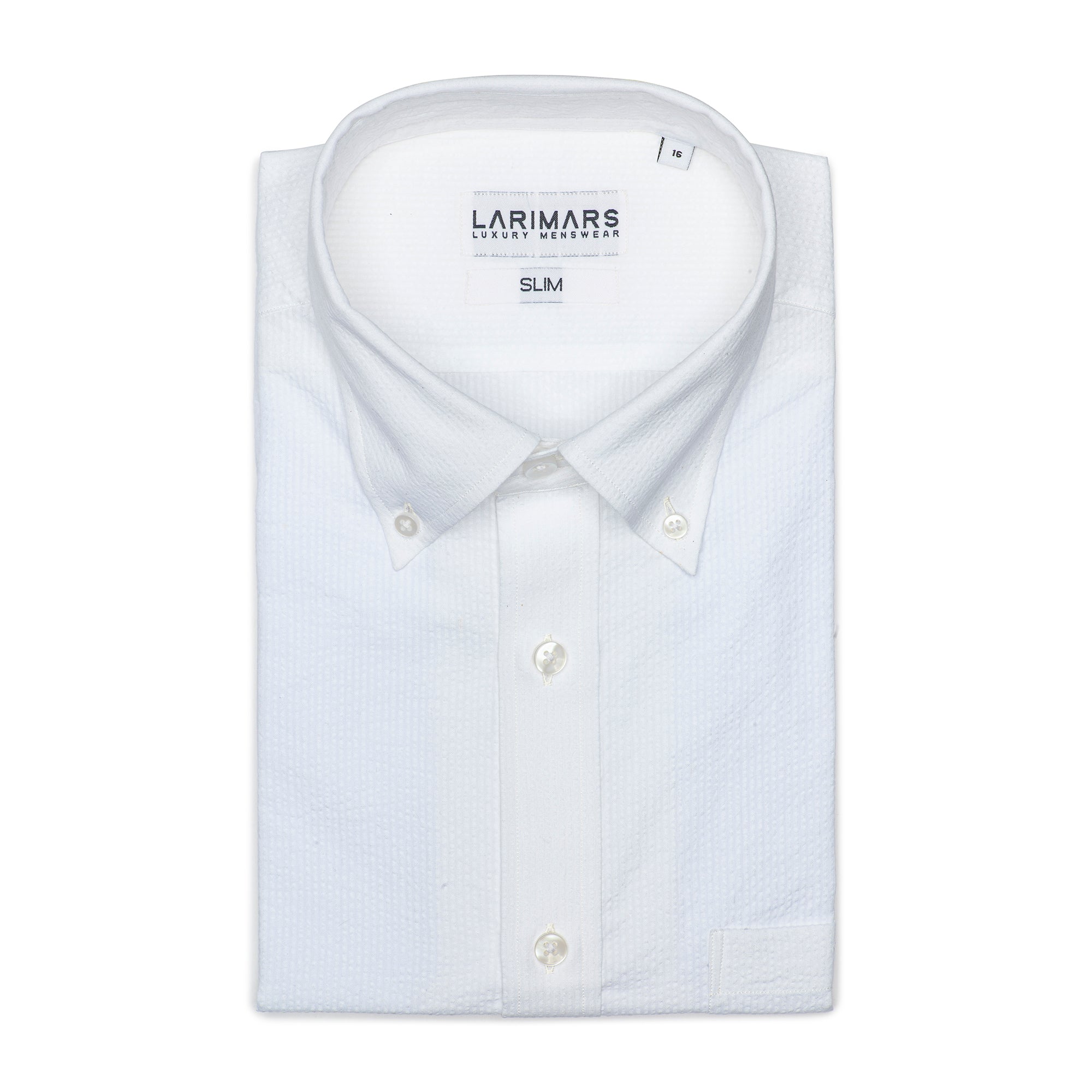 White Seersucker Half Sleeve Shirt for Men