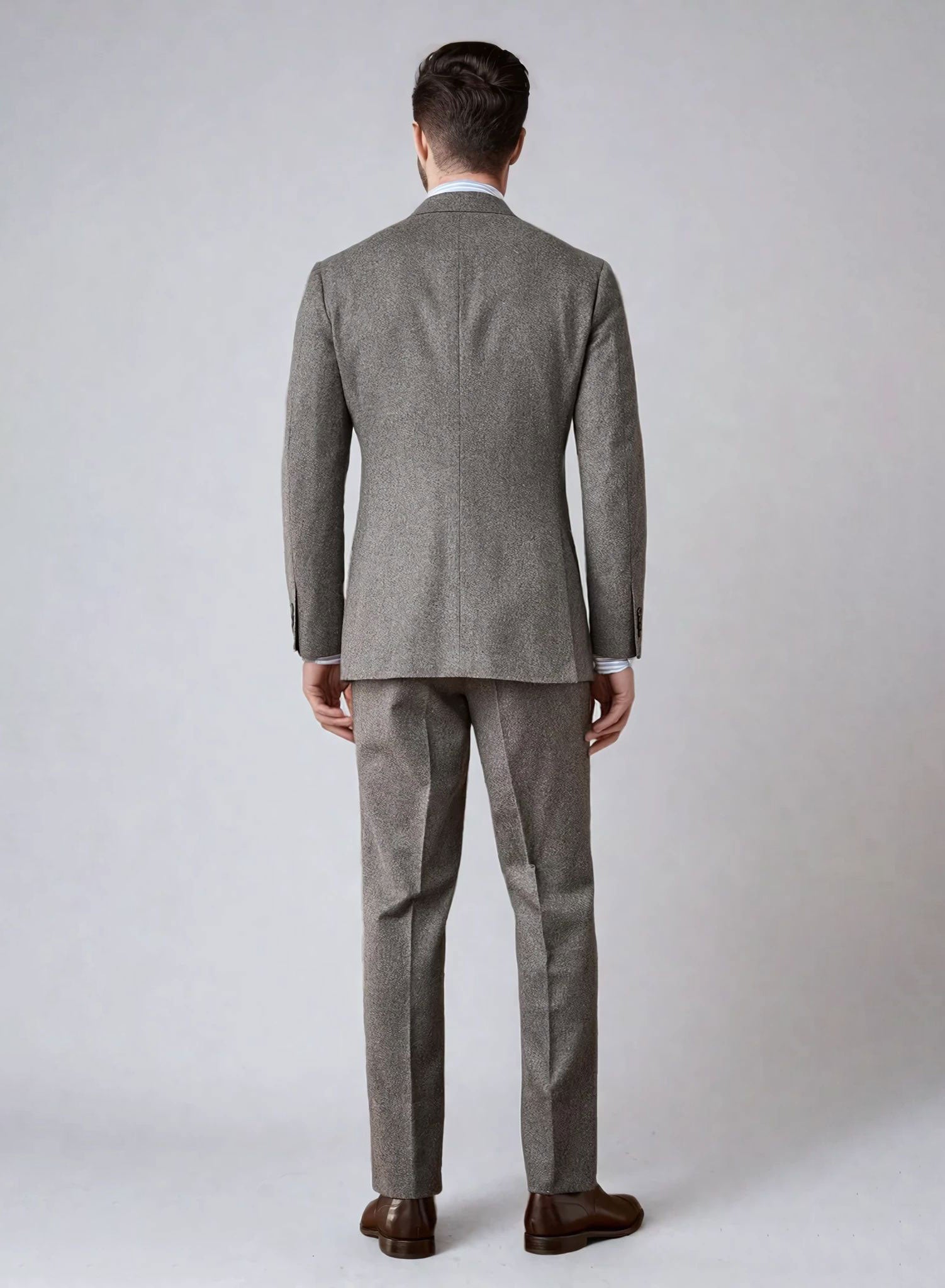 Grey Double Breast Flannel | Peak Lapel